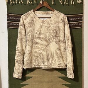 REI 100% cotton Beige Leaf camo Print Sweatshirt long sleeve shirt